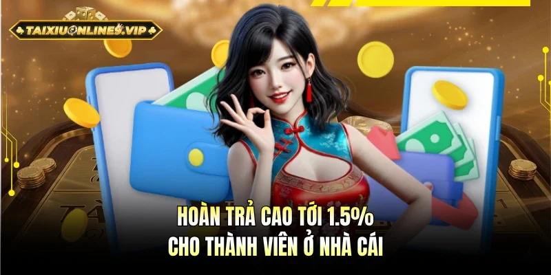 Nhận hoàn trả tới 1.5% cho hội viên ở nhà cái